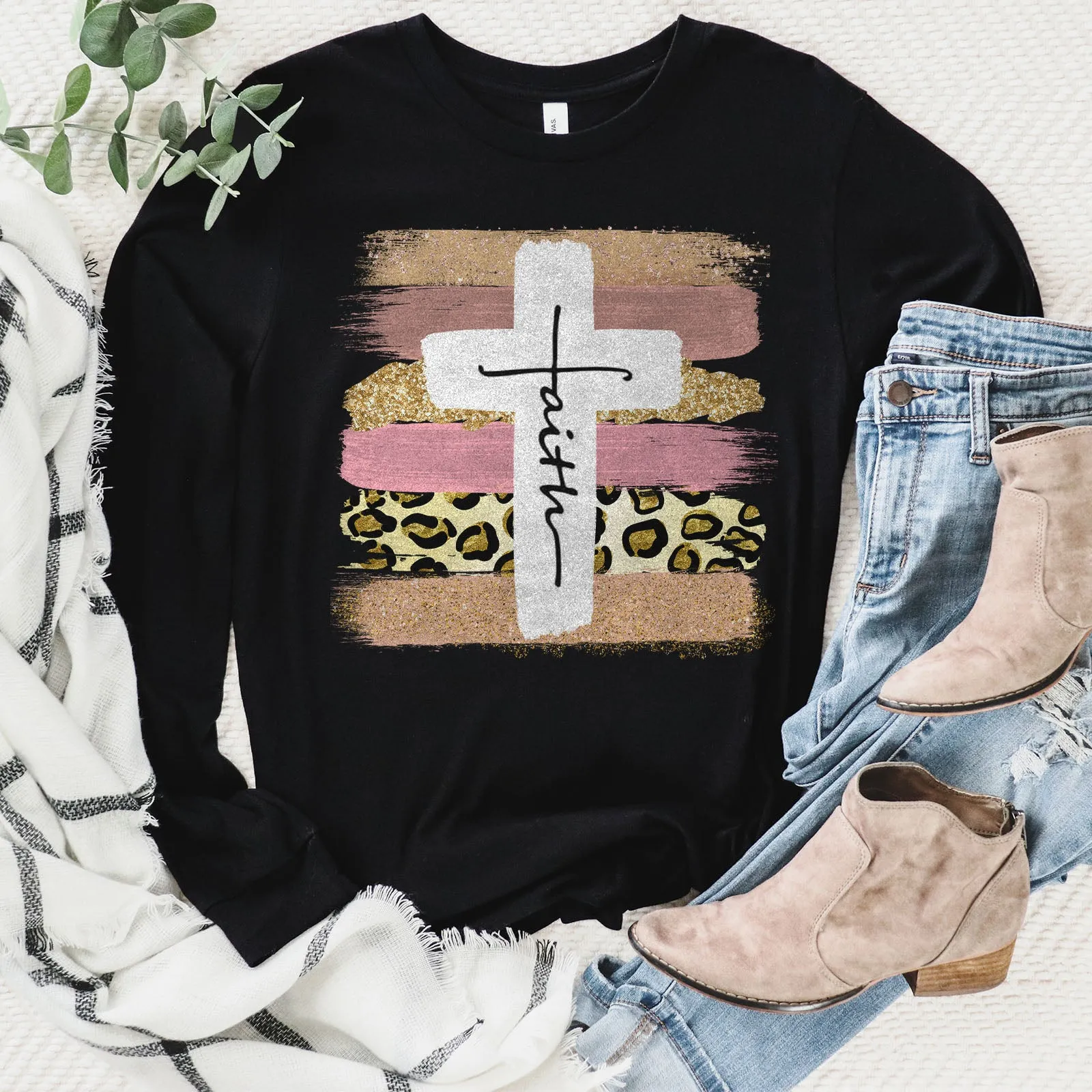 Faith Cross Paint Swipe Long Sleeve