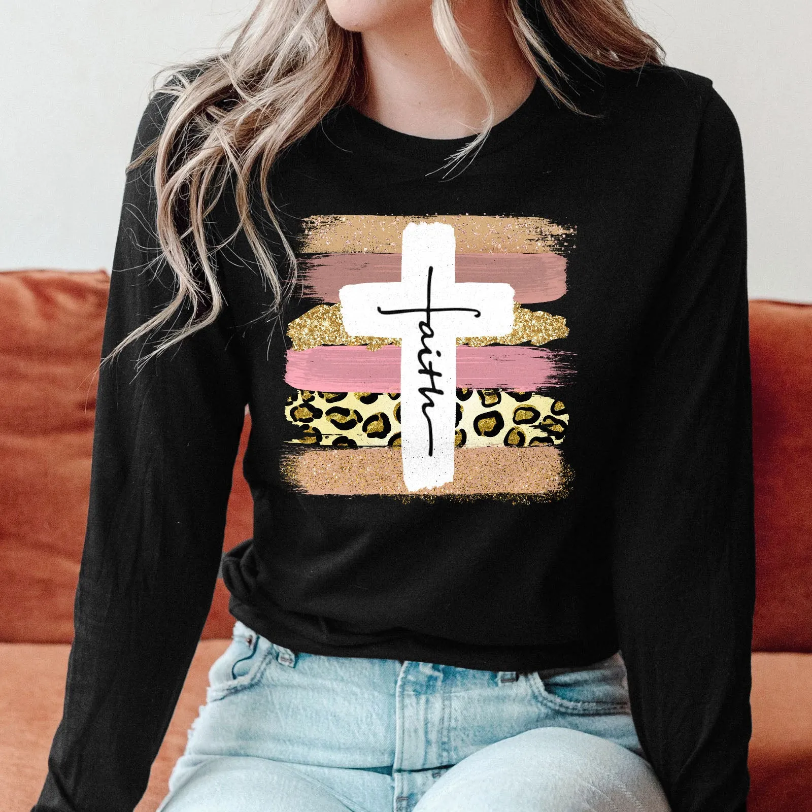 Faith Cross Paint Swipe Long Sleeve