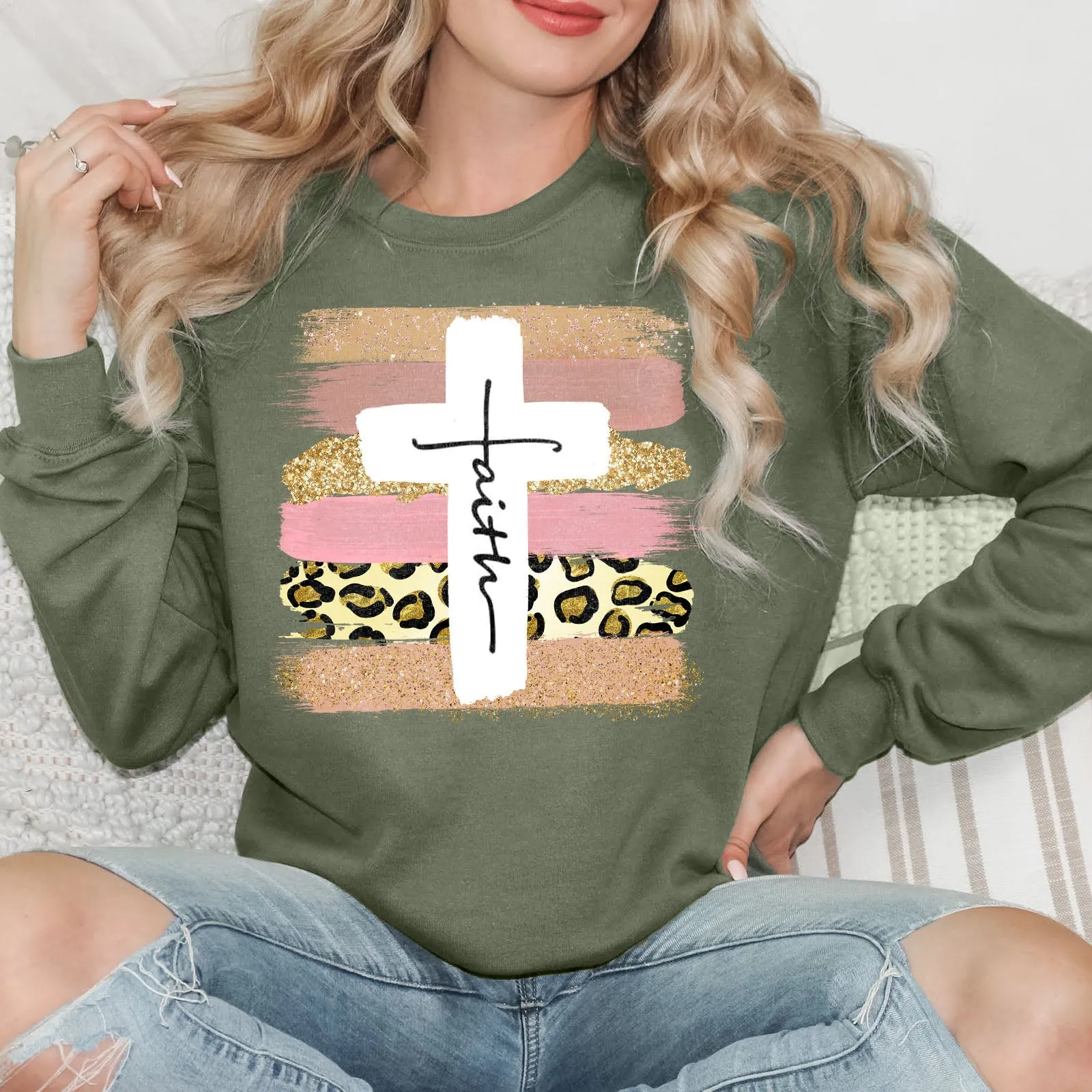 Faith Cross Paint Swipe Long Sleeve