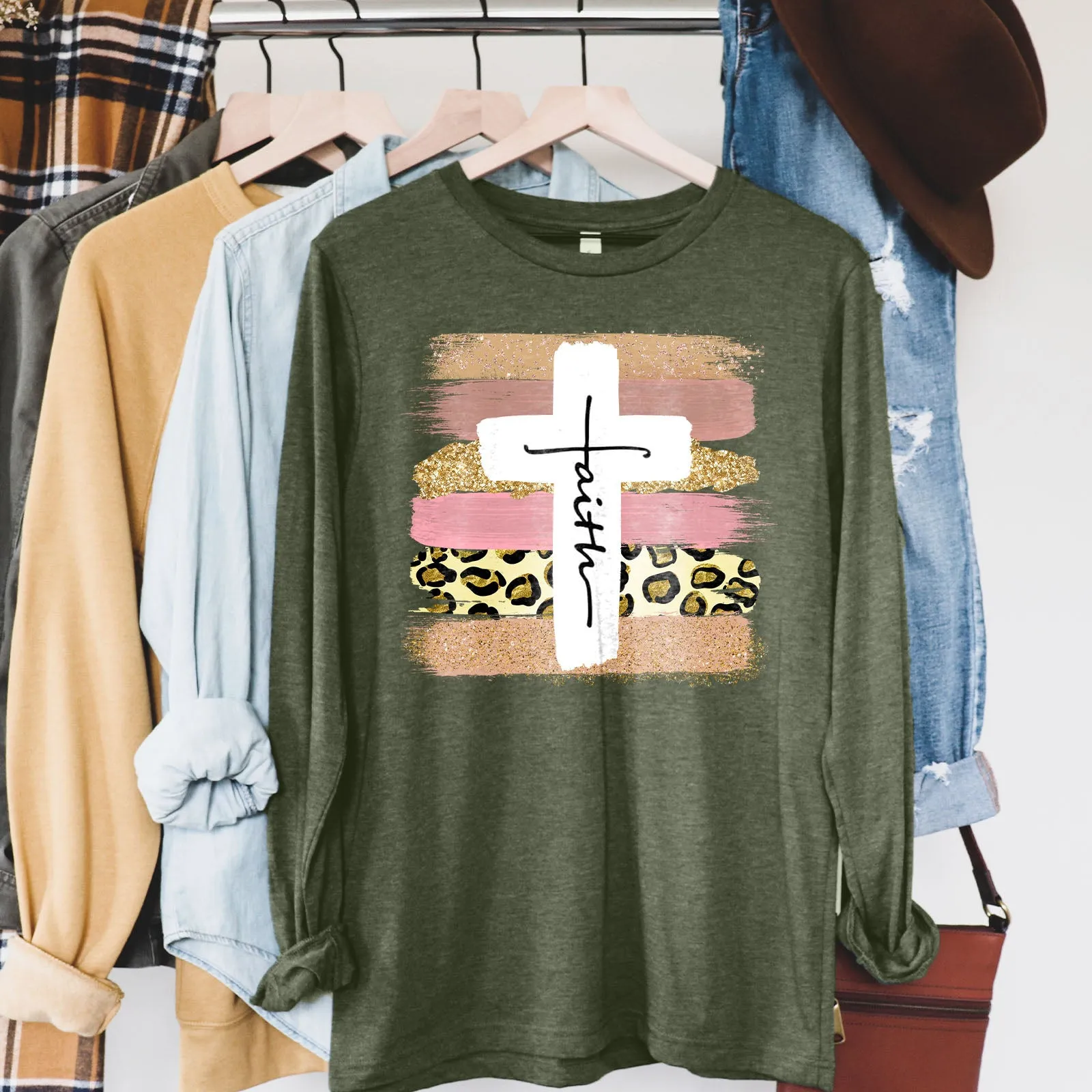 Faith Cross Paint Swipe Long Sleeve