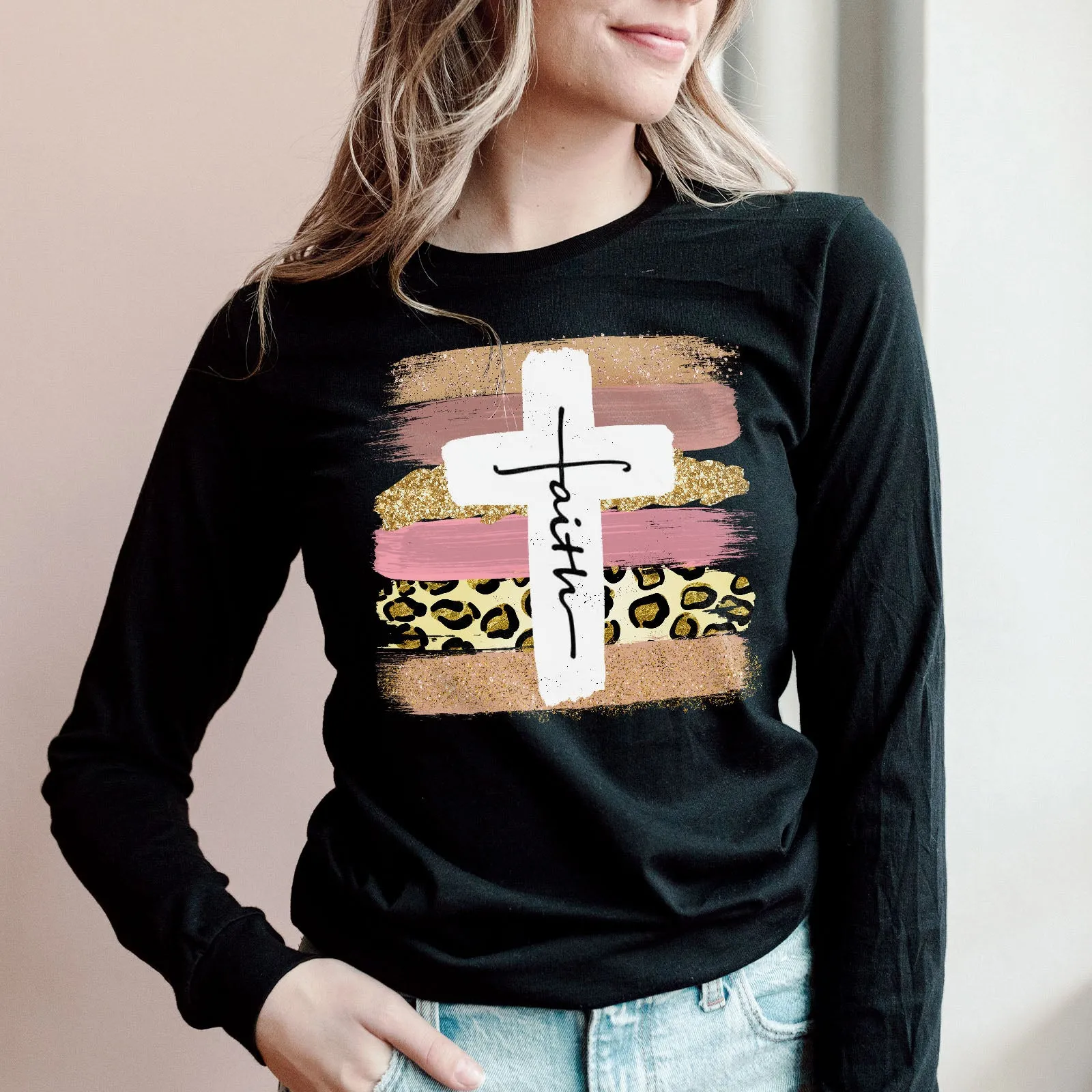 Faith Cross Paint Swipe Long Sleeve