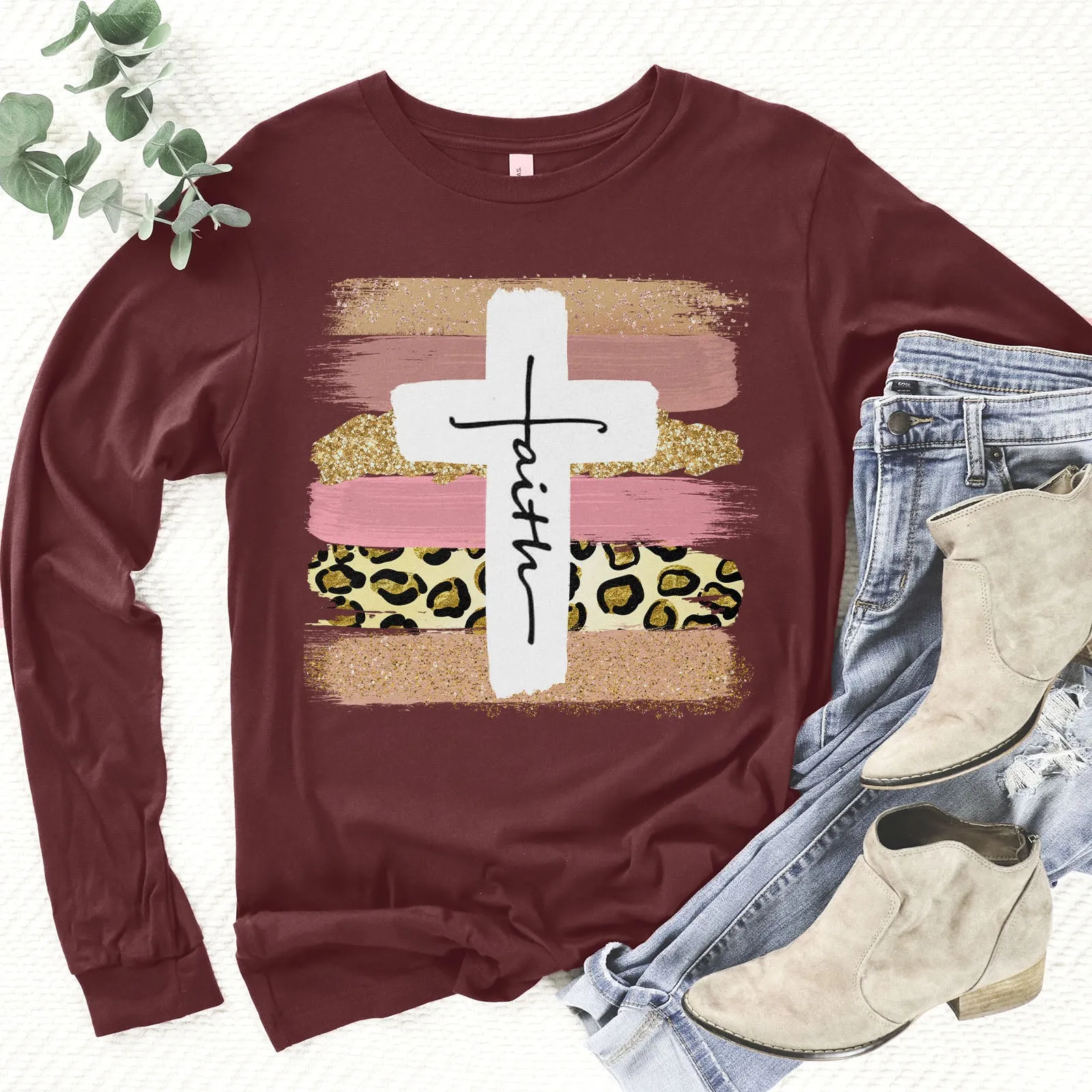 Faith Cross Paint Swipe Long Sleeve