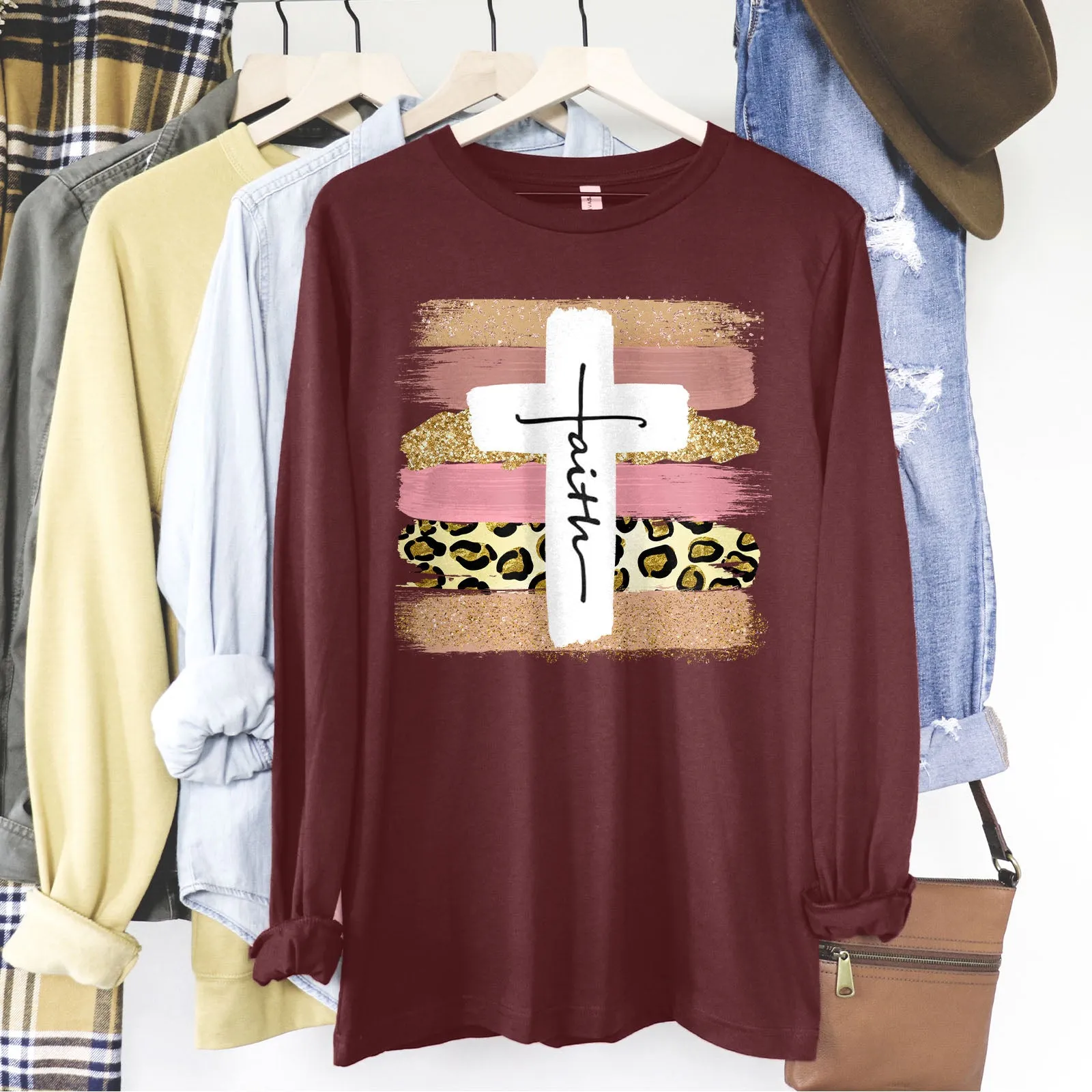 Faith Cross Paint Swipe Long Sleeve