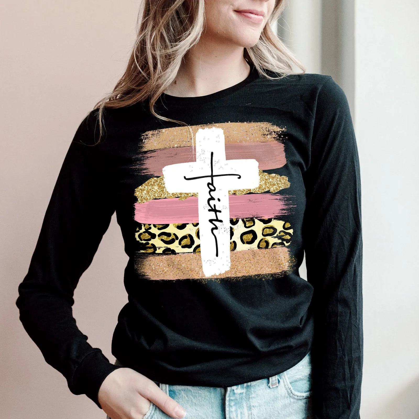 Faith Cross Paint Swipe Long Sleeve