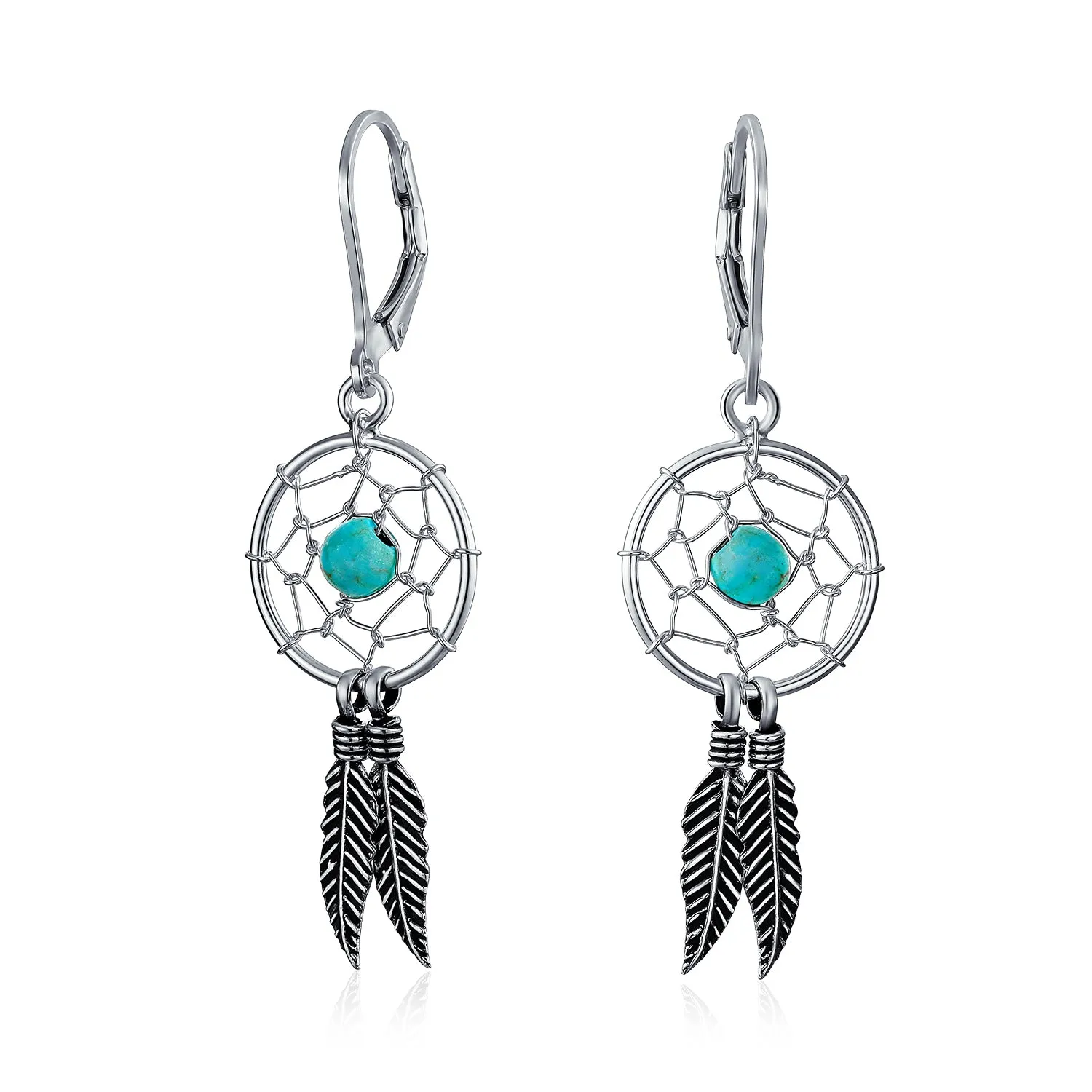 Feathers Western Dream Catcher Earrings Pendant Necklace .925 Silver