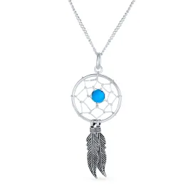 Feathers Western Dream Catcher Earrings Pendant Necklace .925 Silver