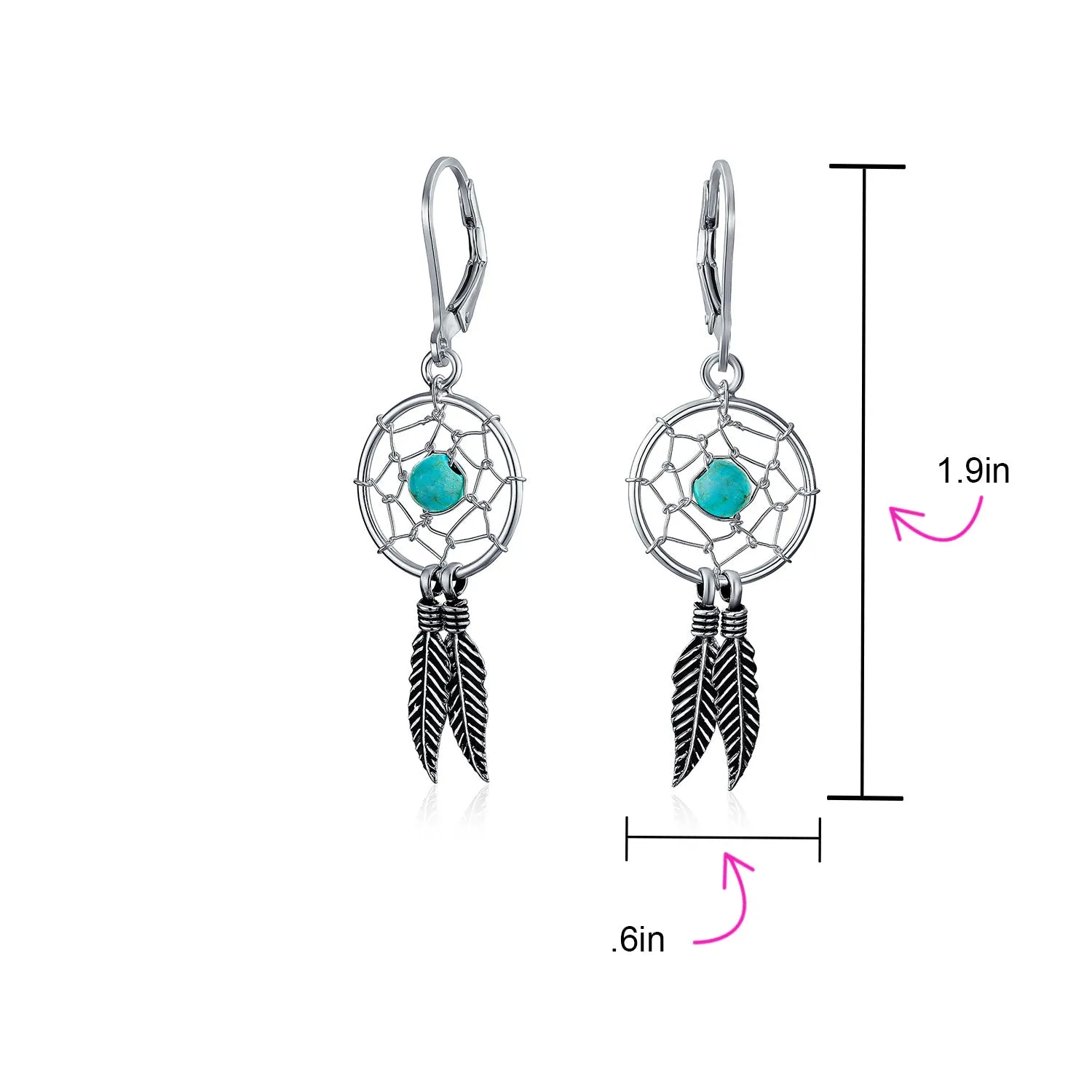 Feathers Western Dream Catcher Earrings Pendant Necklace .925 Silver