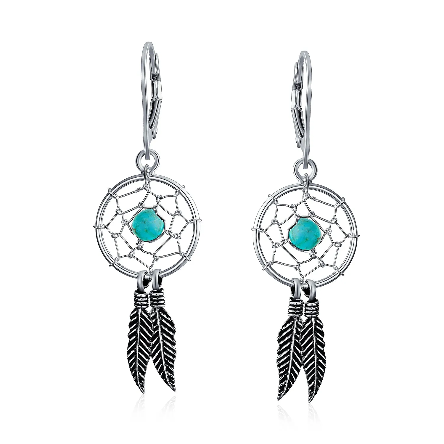 Feathers Western Dream Catcher Earrings Pendant Necklace .925 Silver