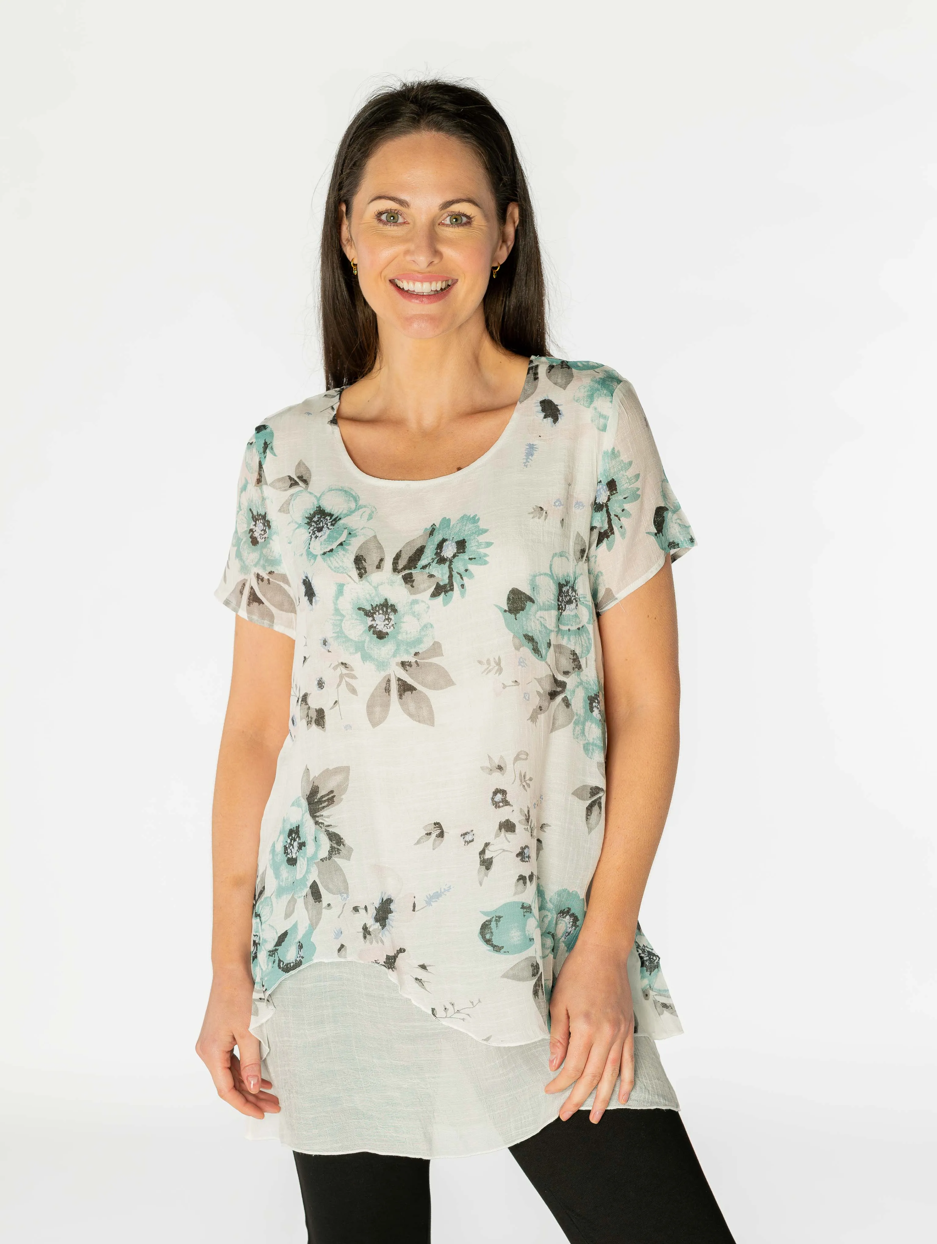 Flower print layered top