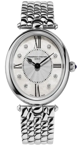 Frederique Constant Classics Art Deco Stainless Steel Oval Case Mother-of-Pearl Dial Diamonds Quartz Womens Watch FC-200RMPW2V6B