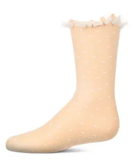 Girls Lace Trimmed Dot Mesh Knee Sock