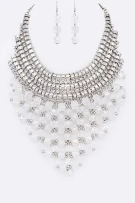 Glass Bib Statement Necklace Set