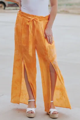 Going Crazy Tie Dye Elastic Waist Pants in Orange