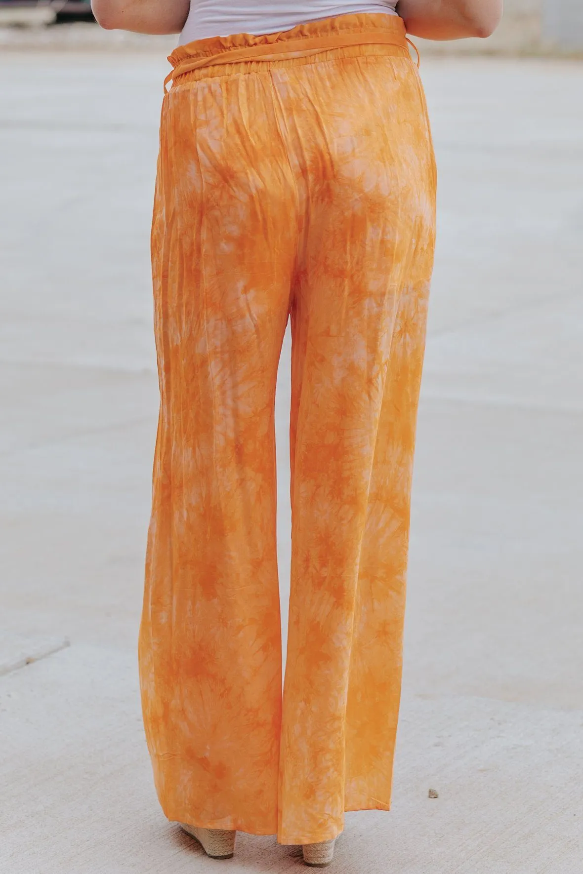 Going Crazy Tie Dye Elastic Waist Pants in Orange