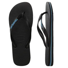 Havaianas Rubber Logo Thongs - Black/Blue