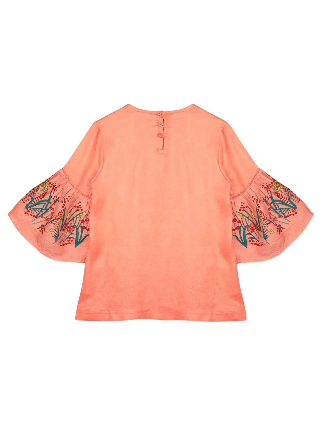 Ishin Girls Rayon Orange Printed Top