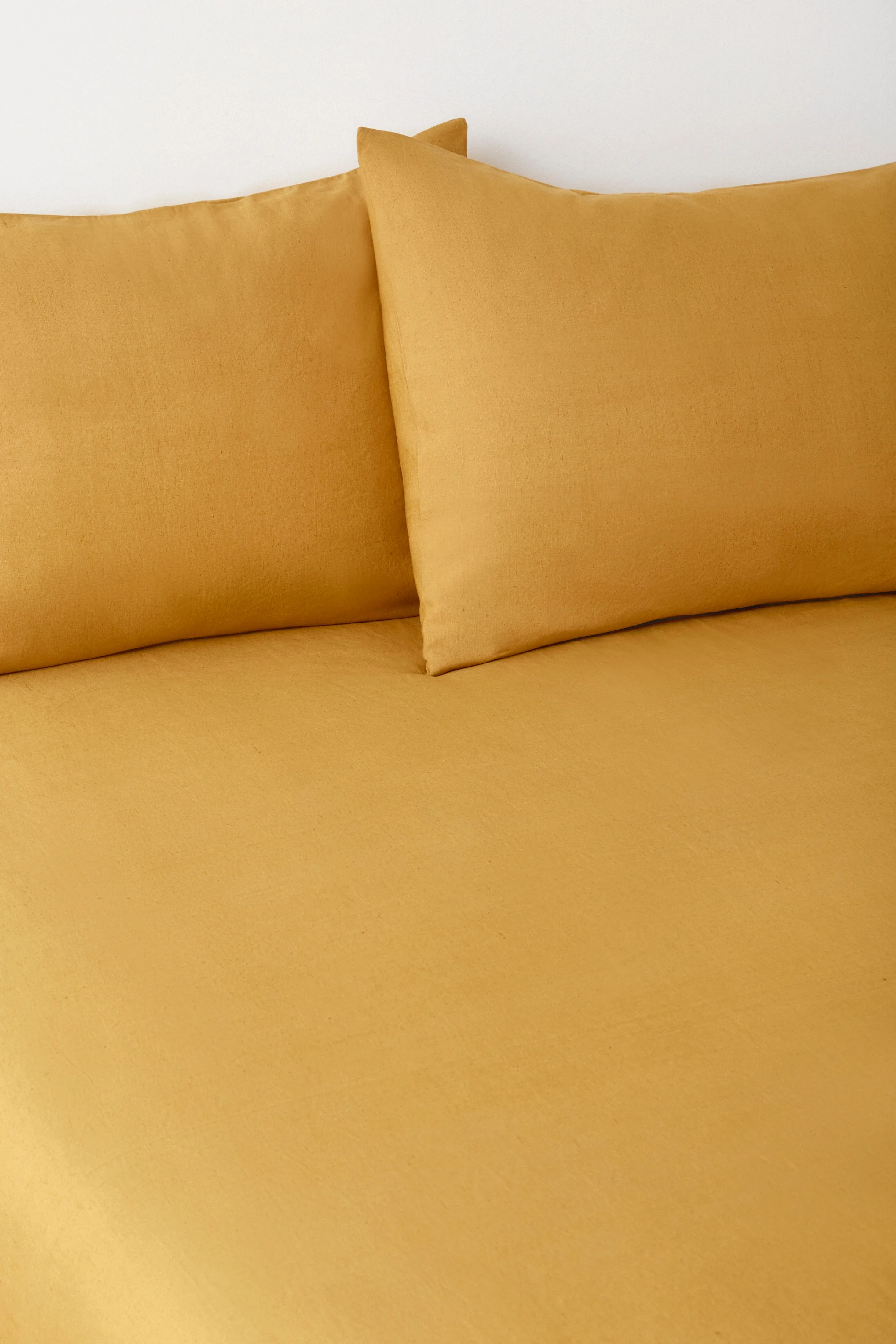 Linen Fitted Sheet and Pillowcase Set in Mustard Gold