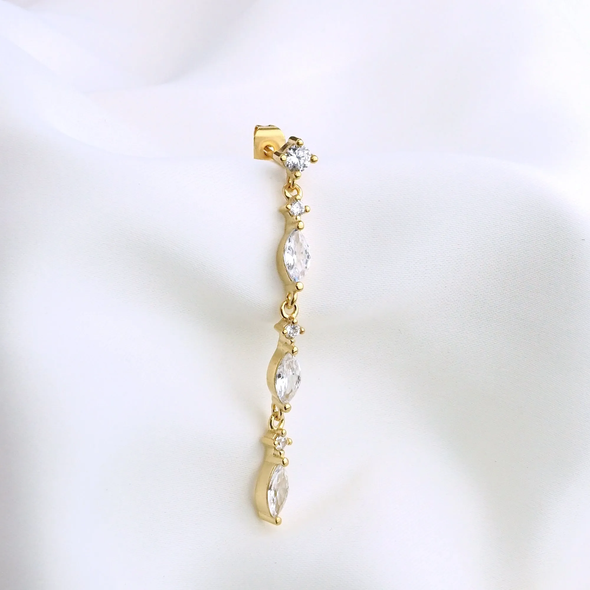 Long Diamond Drop Earpin