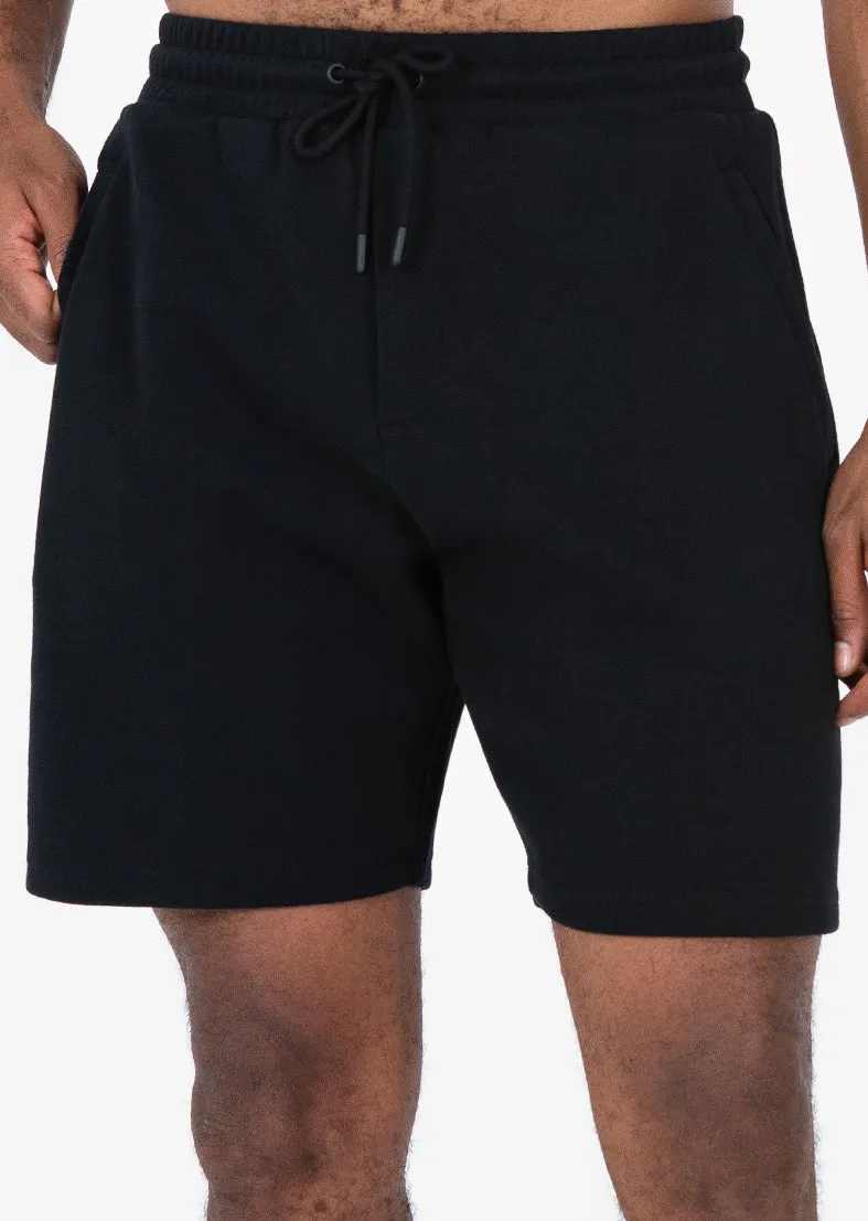 Mens Essential Tee Black & Premium Textured Short Set Black