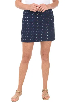 Navy Rainbow Dots Pull-On Skort