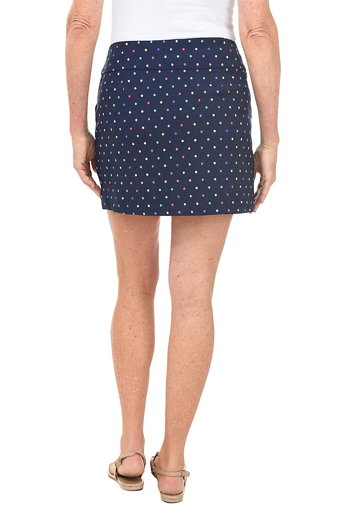 Navy Rainbow Dots Pull-On Skort