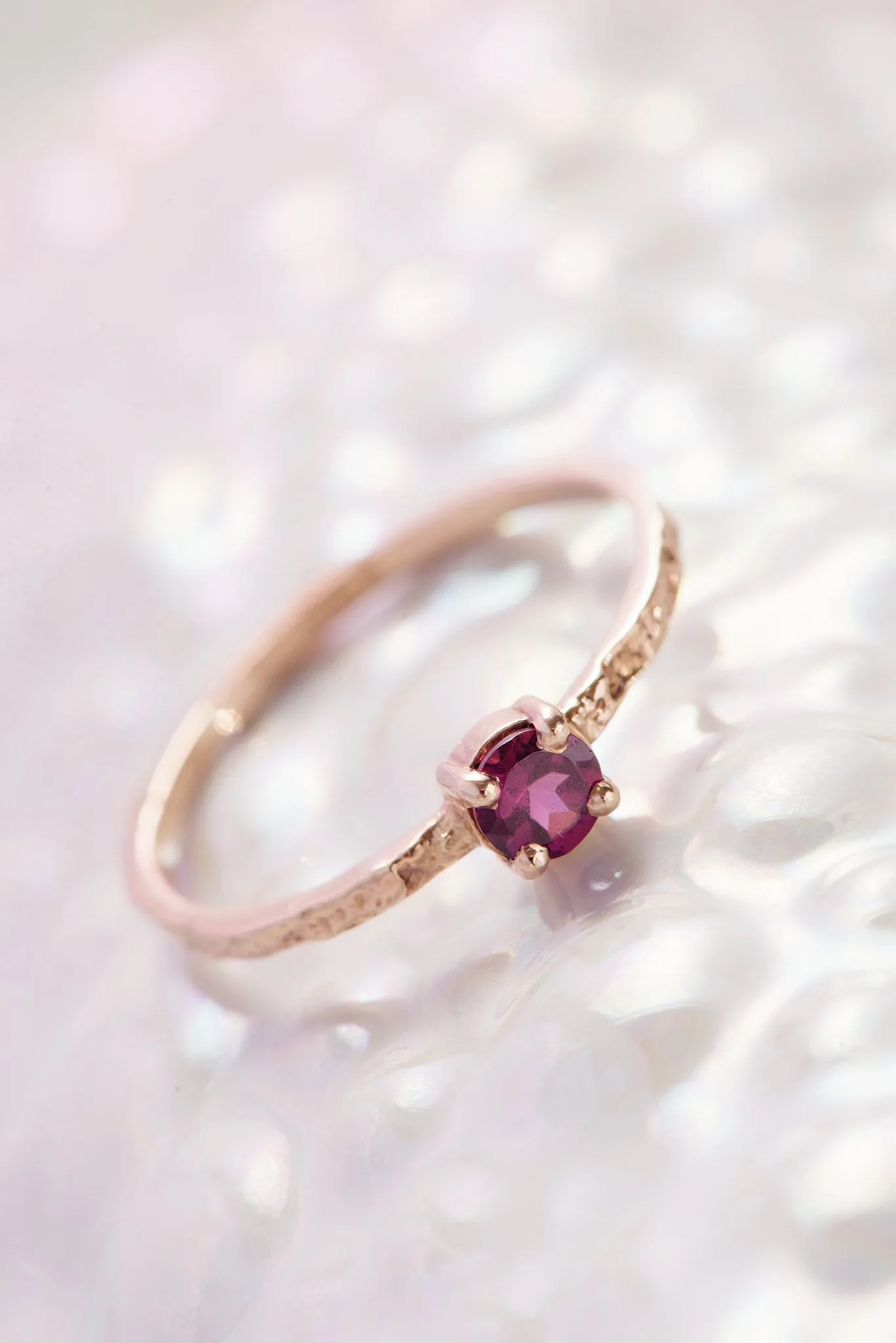 One of a Kind ~ Bermuda Thin Moss Textured Ring in Rose Gold