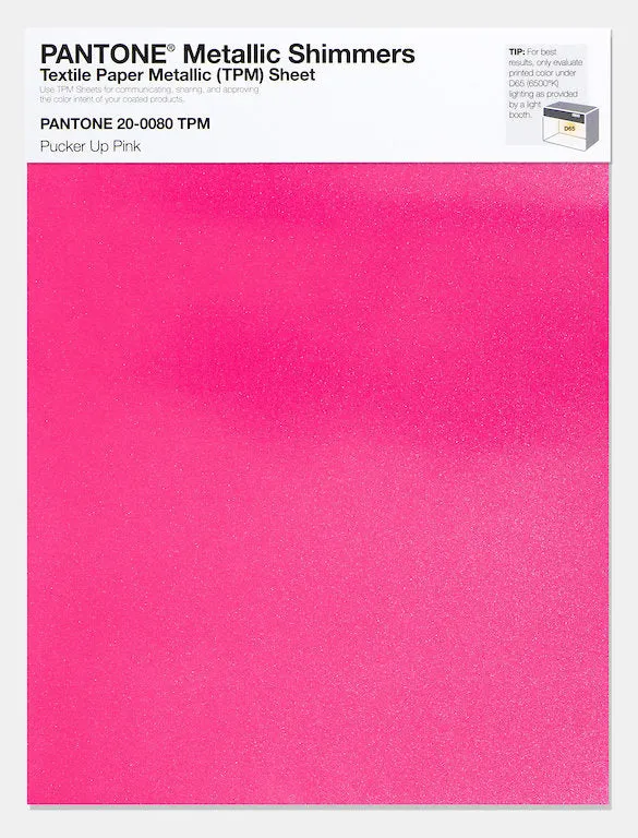 Pantone Metallic Shimmers Textile Paper Metallic Sheet 20-0080 Pucker Up Pink