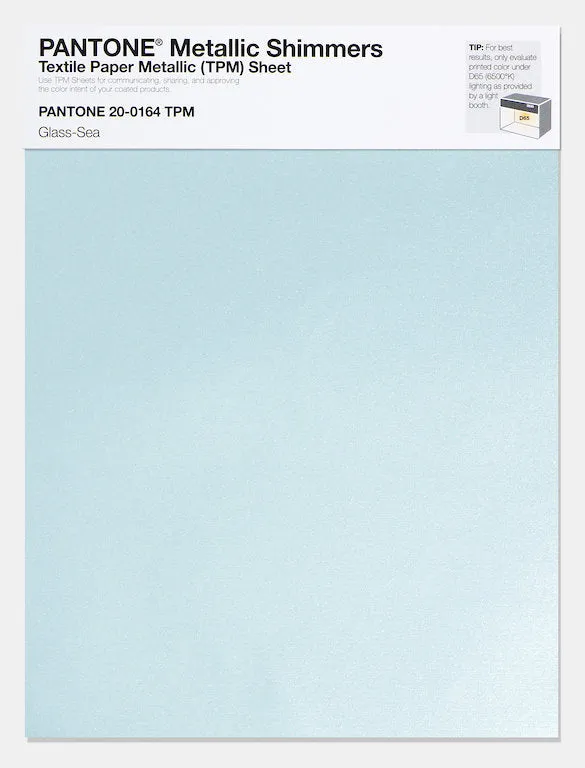 Pantone Metallic Shimmers Textile Paper Metallic Sheet 20-0164 Glass-Sea