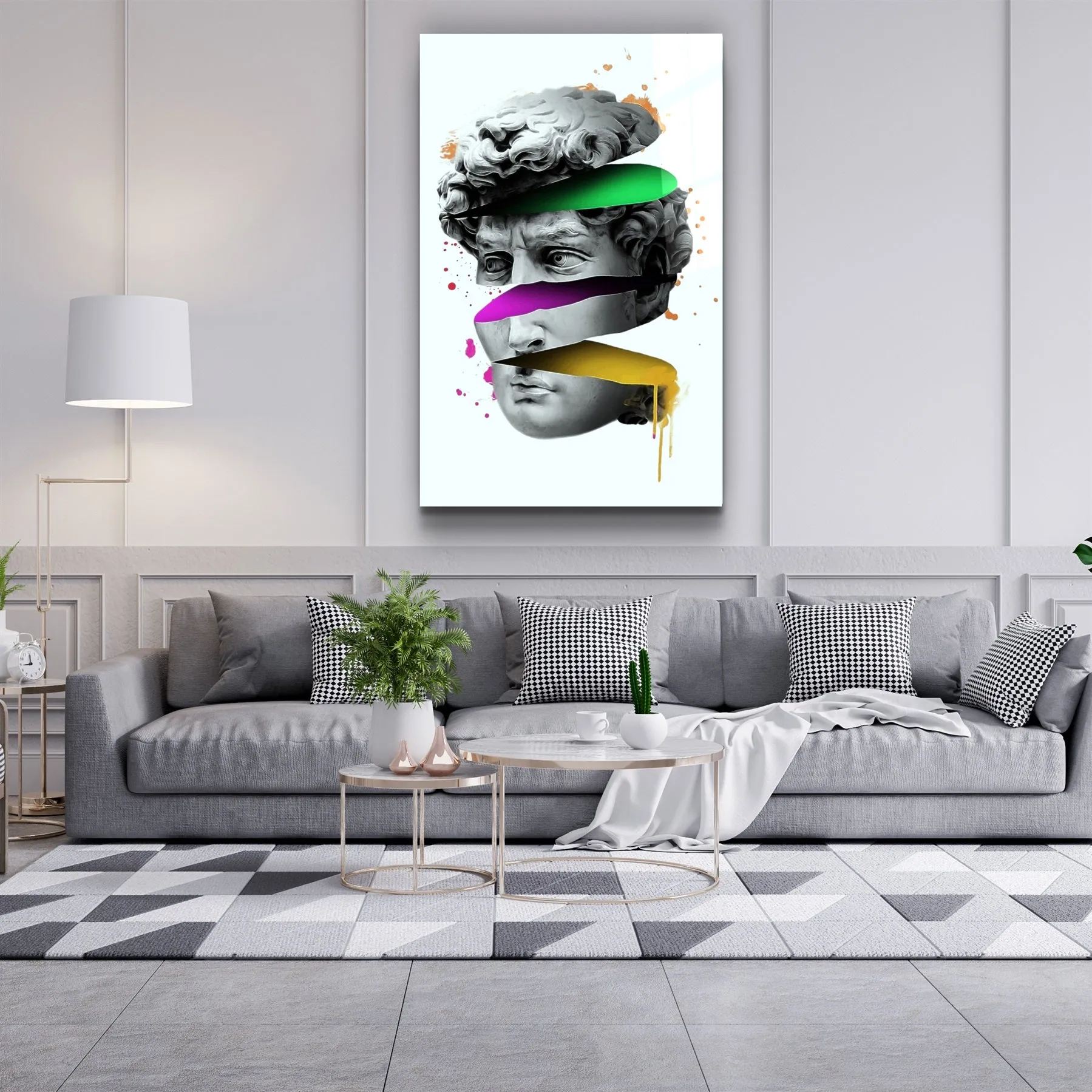 ・"Abstract Colorful Face"・Glass Wall Art