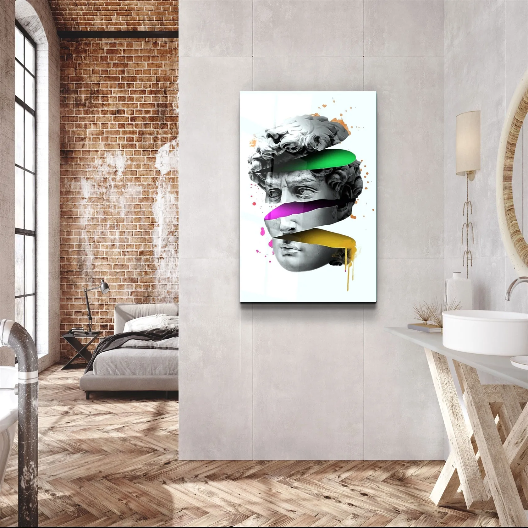 ・"Abstract Colorful Face"・Glass Wall Art