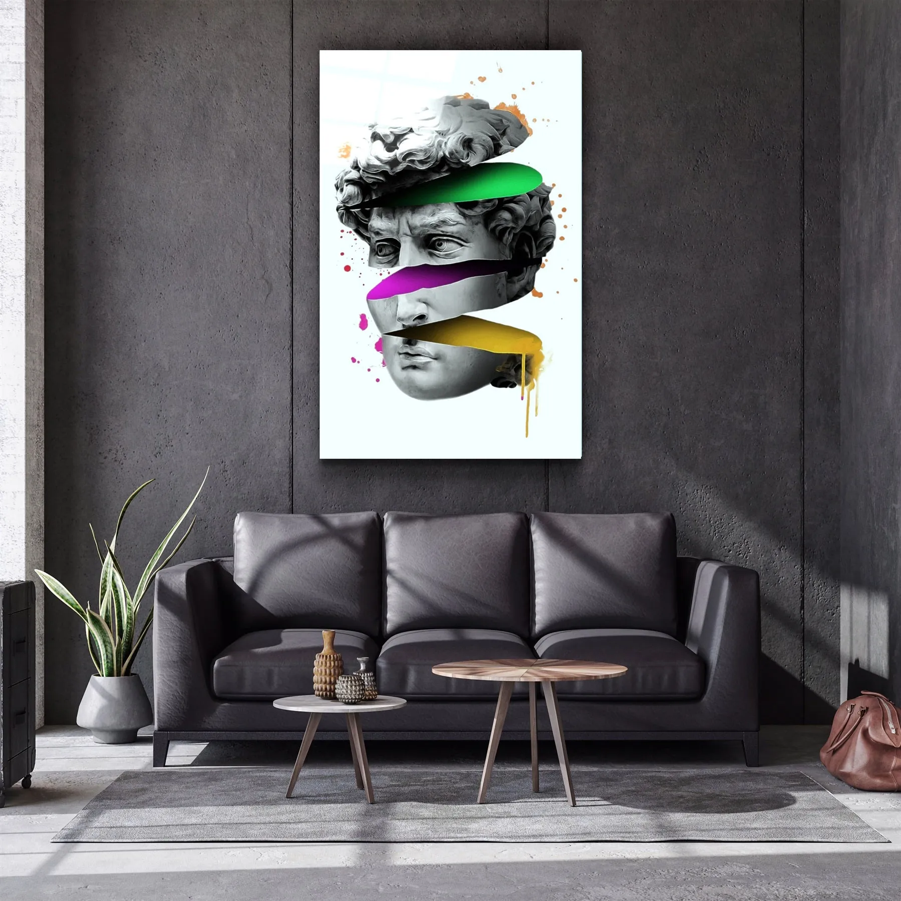 ・"Abstract Colorful Face"・Glass Wall Art