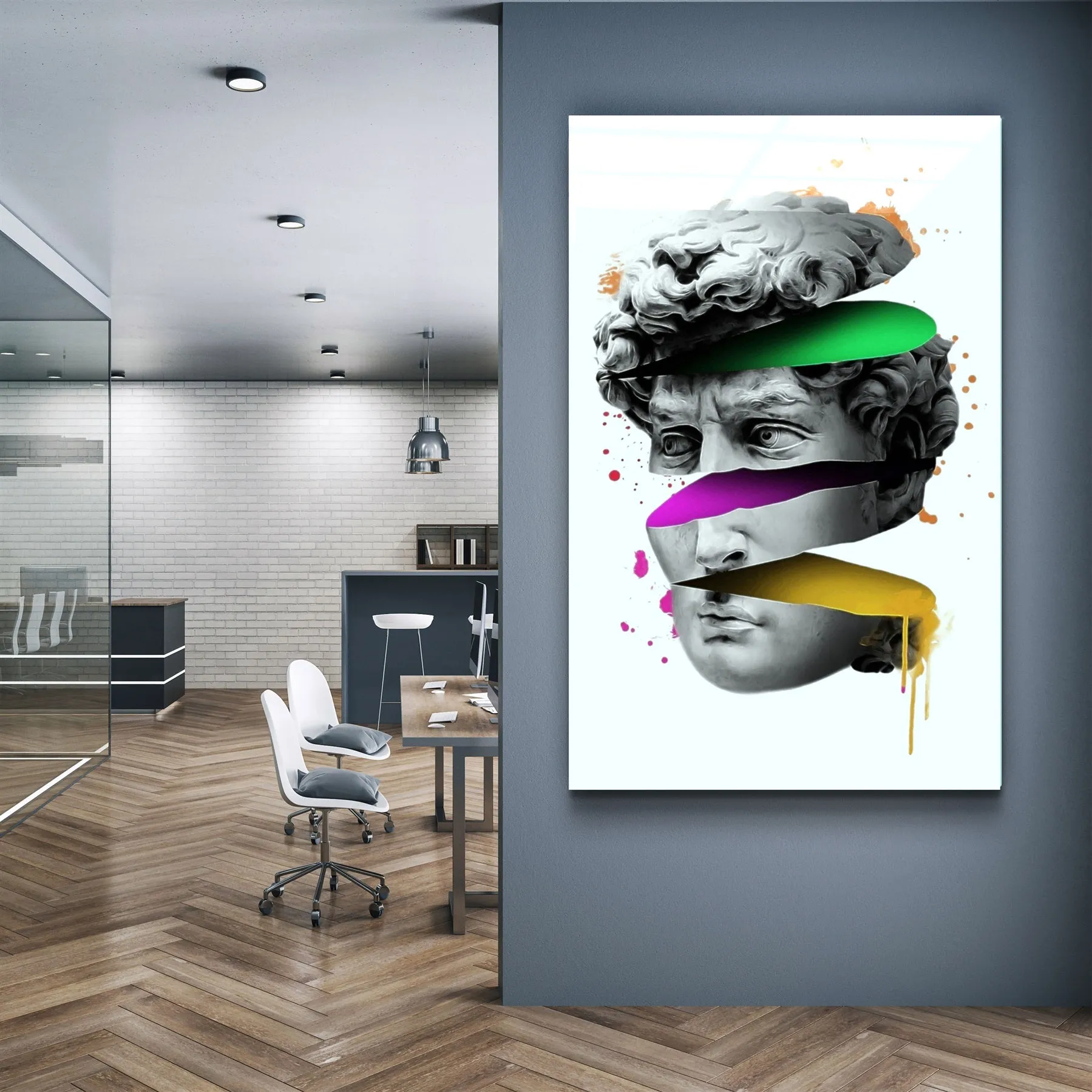 ・"Abstract Colorful Face"・Glass Wall Art