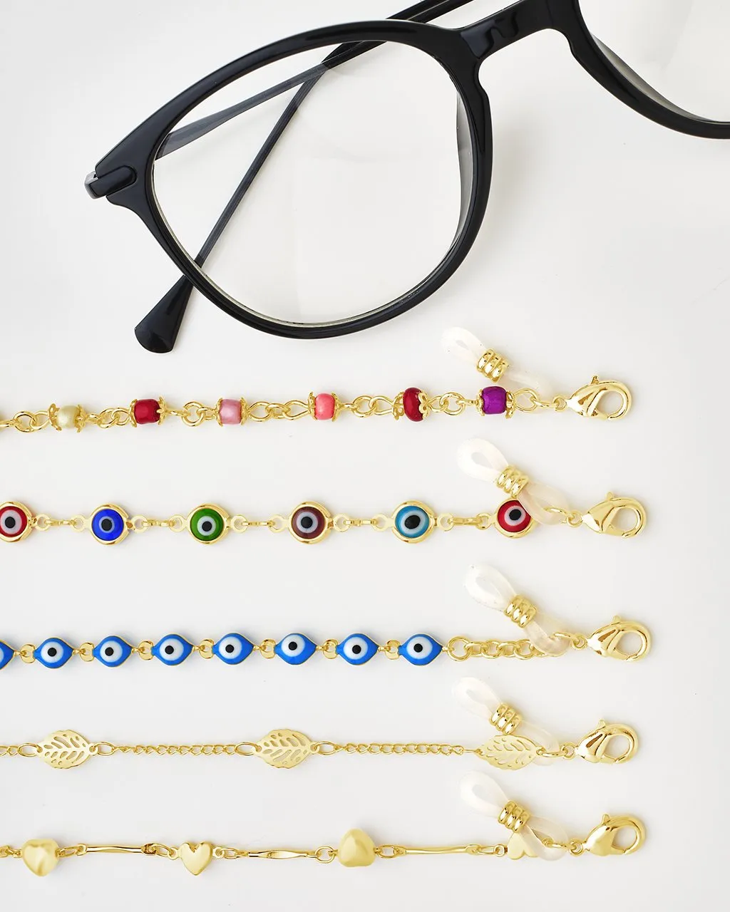 Rainbow Enamel Evil Eye Glasses Chain