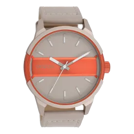 Sand/fluo orange OOZOO watch with sand leather strap - C11230