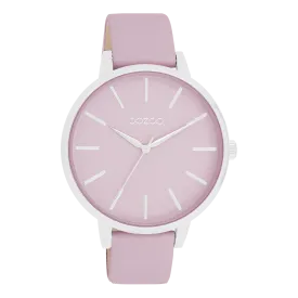 Silver coloured OOZOO watch with lilac leather strap - C11361