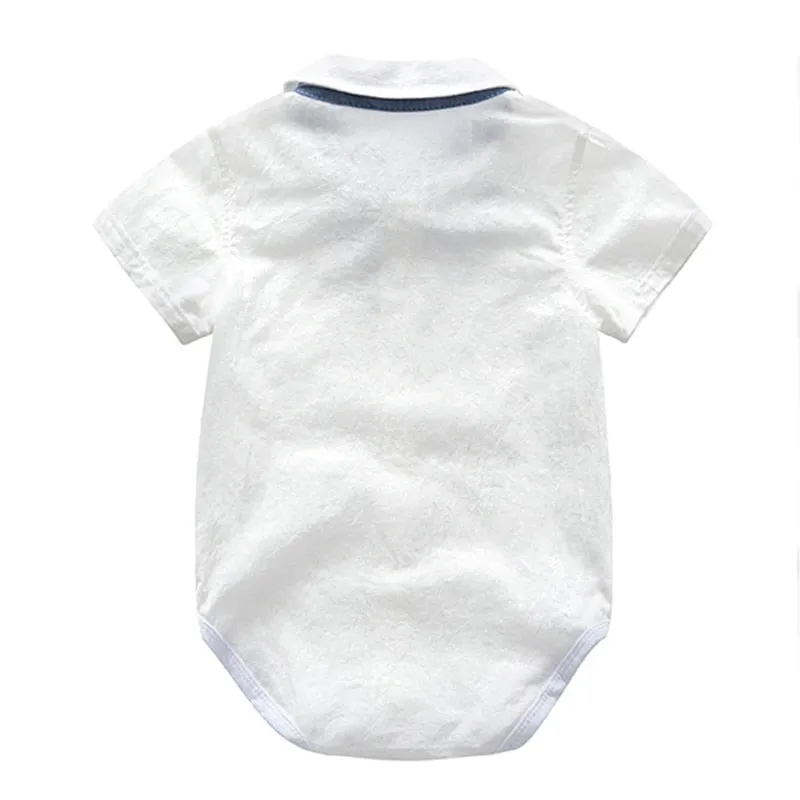 Stylish Summer Baby Boy Outfit (Shirt   Bow   Shorts   Suspenders)