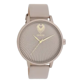 Taupe OOZOO watch with taupe leather strap - C11245