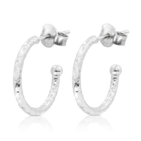 Textured Silver Hoops - Large