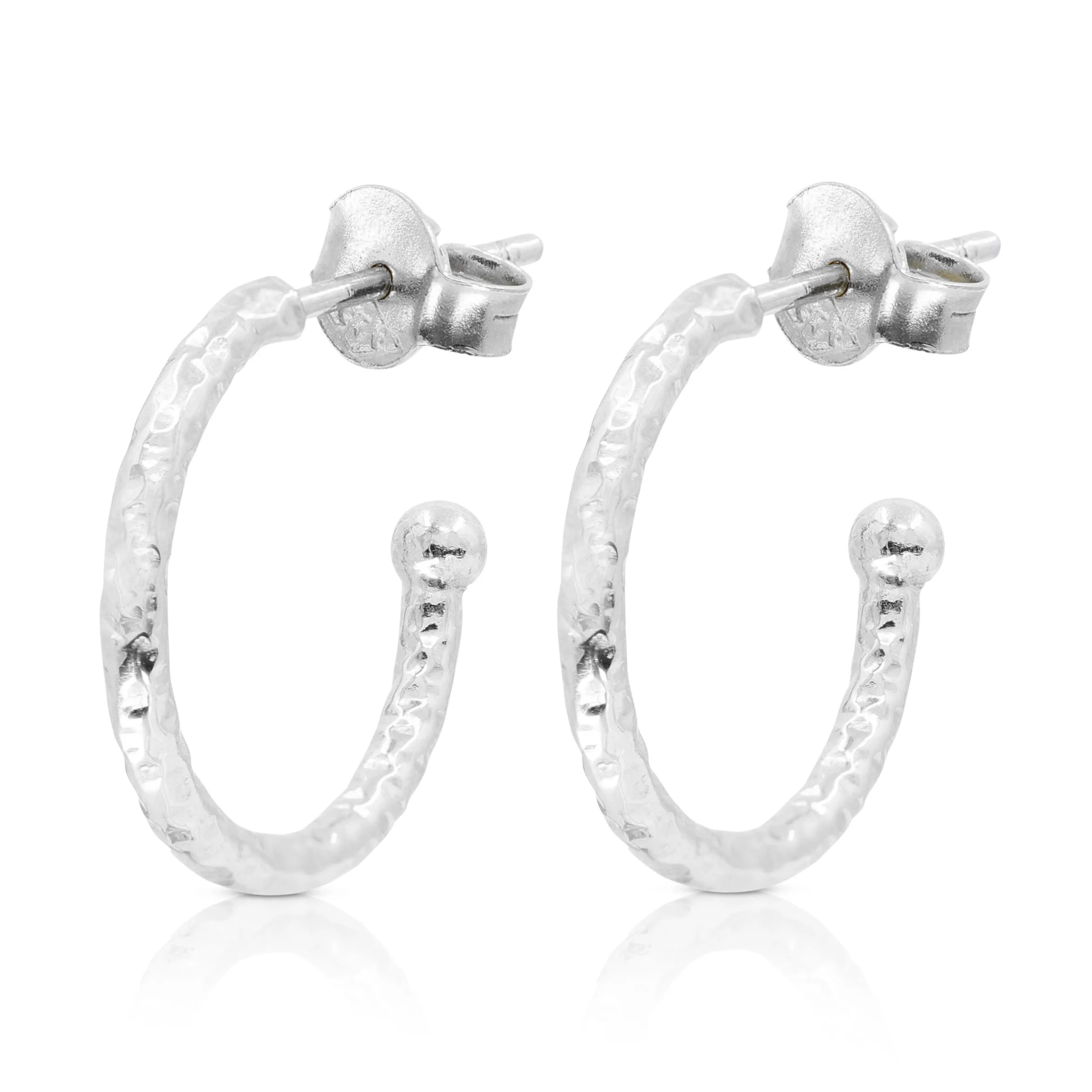 Textured Silver Hoops - Large